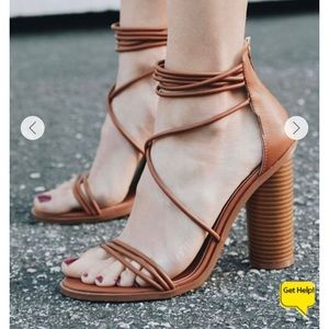Strappy brown heels